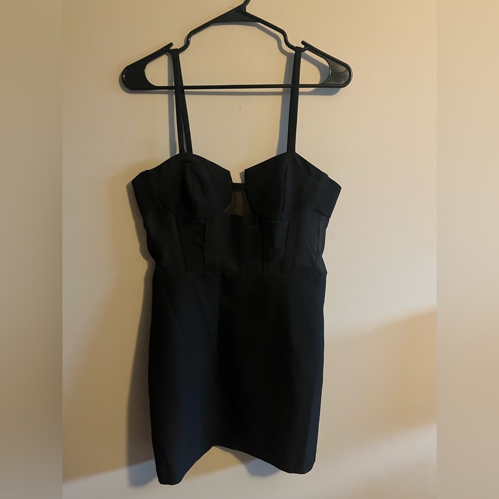 Zara Black Corset Combo Mesh Bustier Mini Dress Size Medium